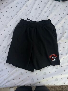 Champion Black Men's Athletic Shorts with Red New York Accent
